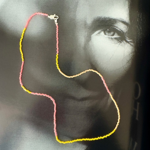 Jewelry - Beaded Neon Multi-Color Necklace - Pink, Yellow & Cream